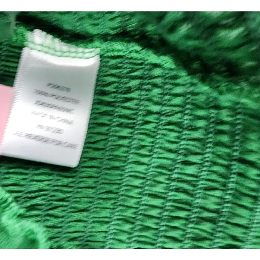 Crave FAME Halter Top Women Junior's Large Lime Ice Solid Smocked Ruffle Hem~ - Picture 6 of 13